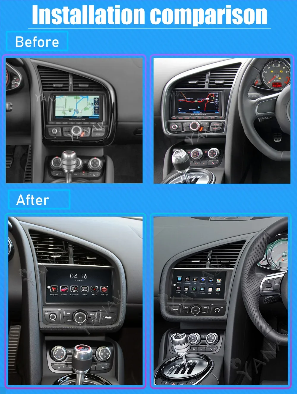 

Автомобильное радио для Audi R8 2007-2015, Android 2 Din, GPS-навигация, стереоприемник, головное устройство, мультимедийный MP3-плеер, беспроводной Carplay