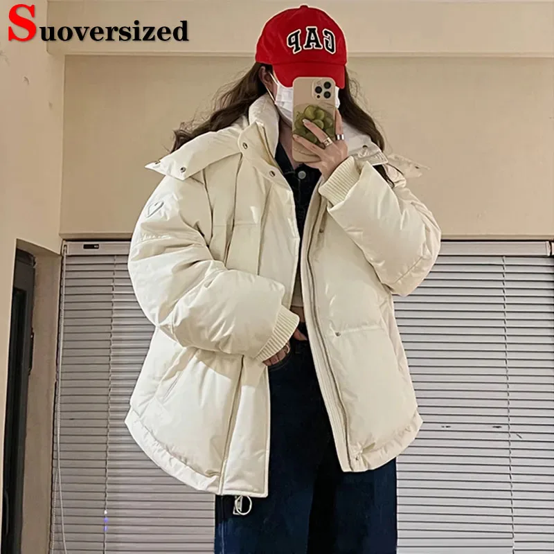 Hooded Winter Parkas Jackets Women Korean Thicken Down Cotton Coats Casual Warm Chaquetas New Loose Snow Wear Fluffy Abrigos