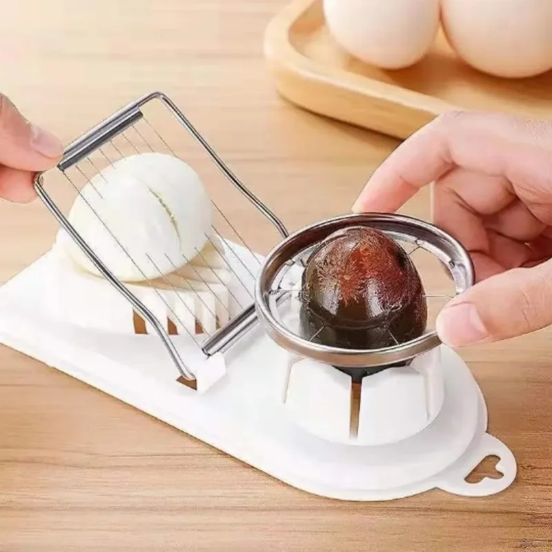 Multifunctional Egg Slicers Stainless Steel Slicer Fancy Splitter Egg Cutting Tool Home Two In One Egg Cutter Kitchen Gadgets image 3