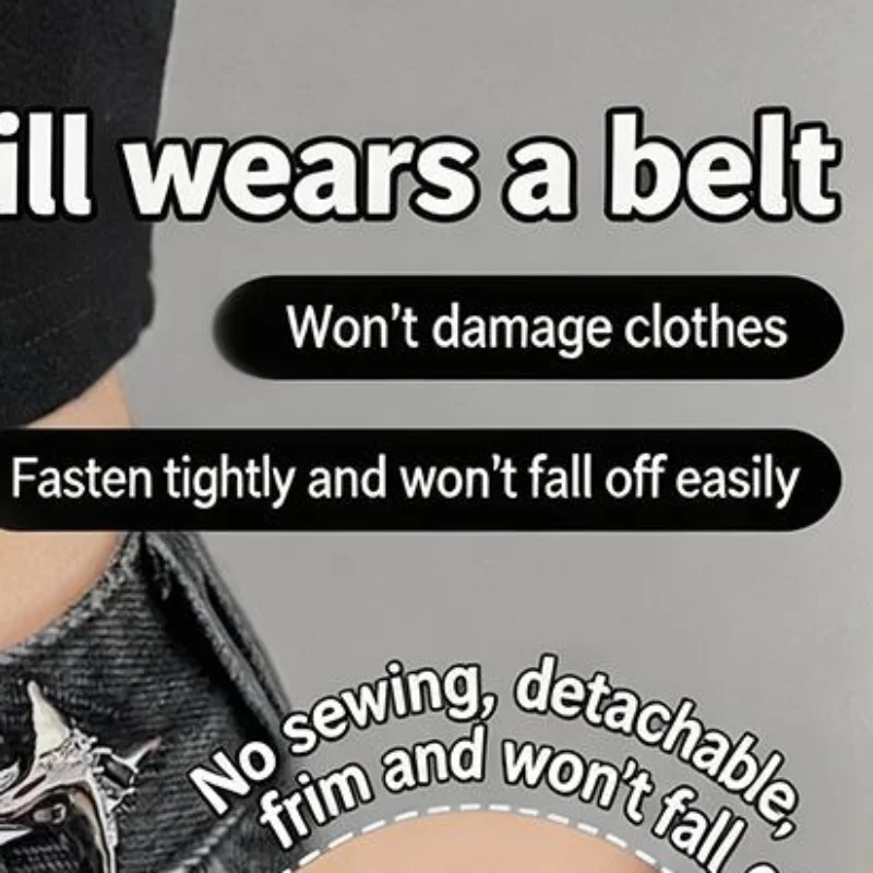 

Adjustable Belt Secure Jeans Waistband Buckle Metal Button Solution No Sew Easy DIY for Holidays Or Daily Commute