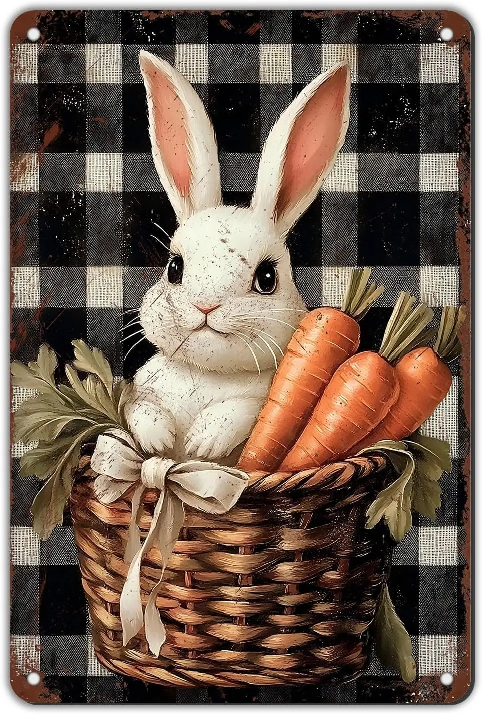 Oster-Vintage-Blechschild, Oster-Teetassen-Hase, Frühlings-Zwergkaninchen, Metallschilder für Frühlingsdekoration, Oster-Primitiv-Landhaus-Dekor, Hase