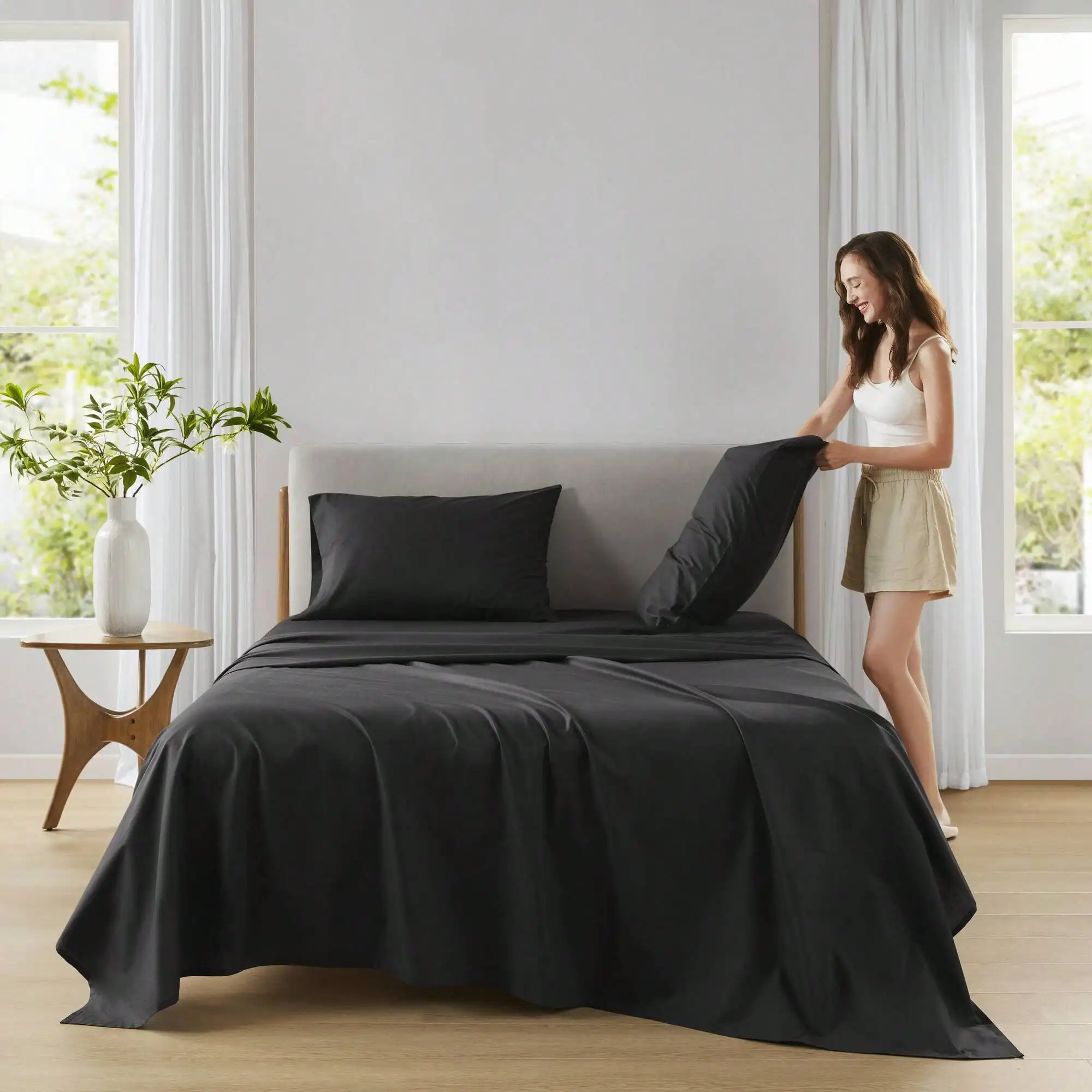 

Комплект постельного белья из 3/4 предметов: дышащий и легкий хлопковый комплект, всесезонный, с естественным охлаждающим эффектом, уютный домашний текстиль, идеально подходит для лета