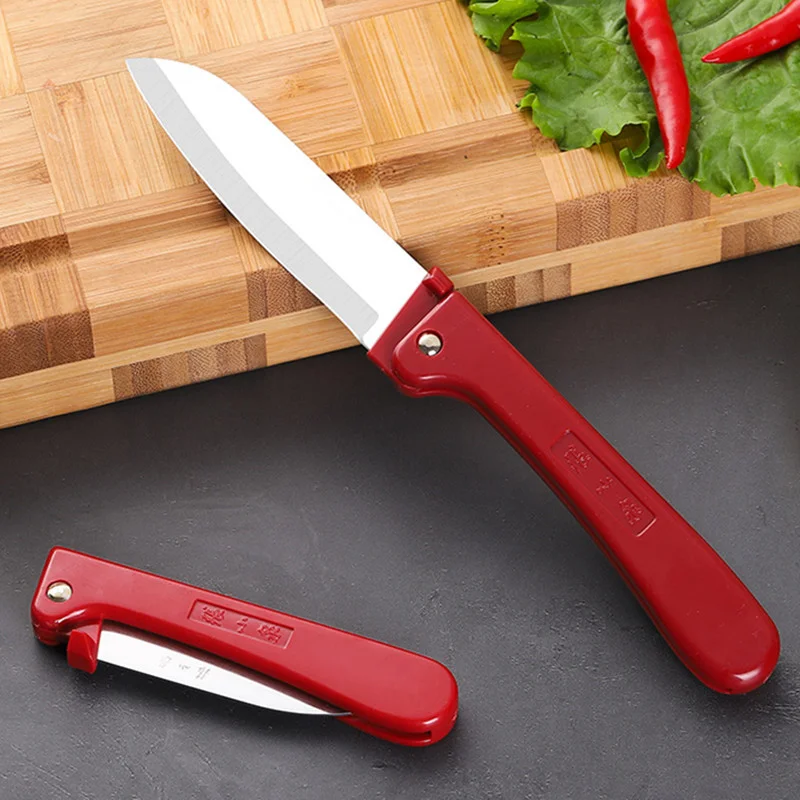 Folding Knife Fruit Knife Stainless Steel Cut Vegetable Fruit Softer Eating Kitchen Knife with Ebony Handle Kitchen Accessories