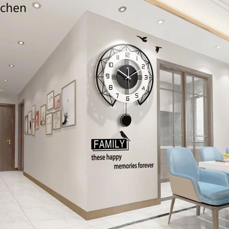 DSA  Wall Clock for Living Room, High-end Modern Minimalist Home Decorative Clock, Creative No-Drill Wall Clock