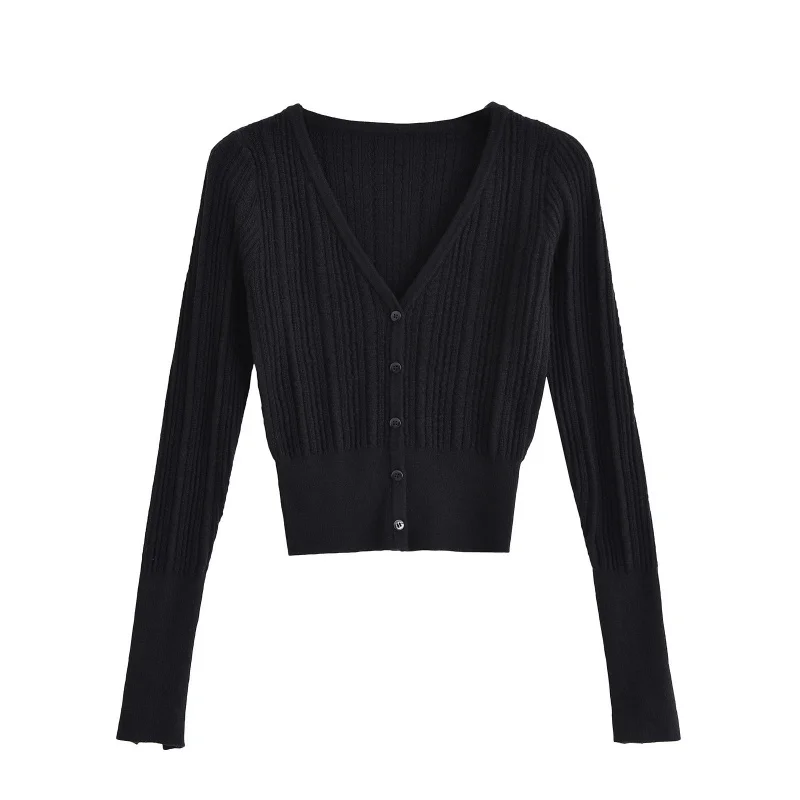 Koreanischen Stil Slim Fit Gestrickte Pullover für Frauen2025Herbst Neue Pure DesireVButtoned Kragen Innere Schicht Langarm Strickjacke Top