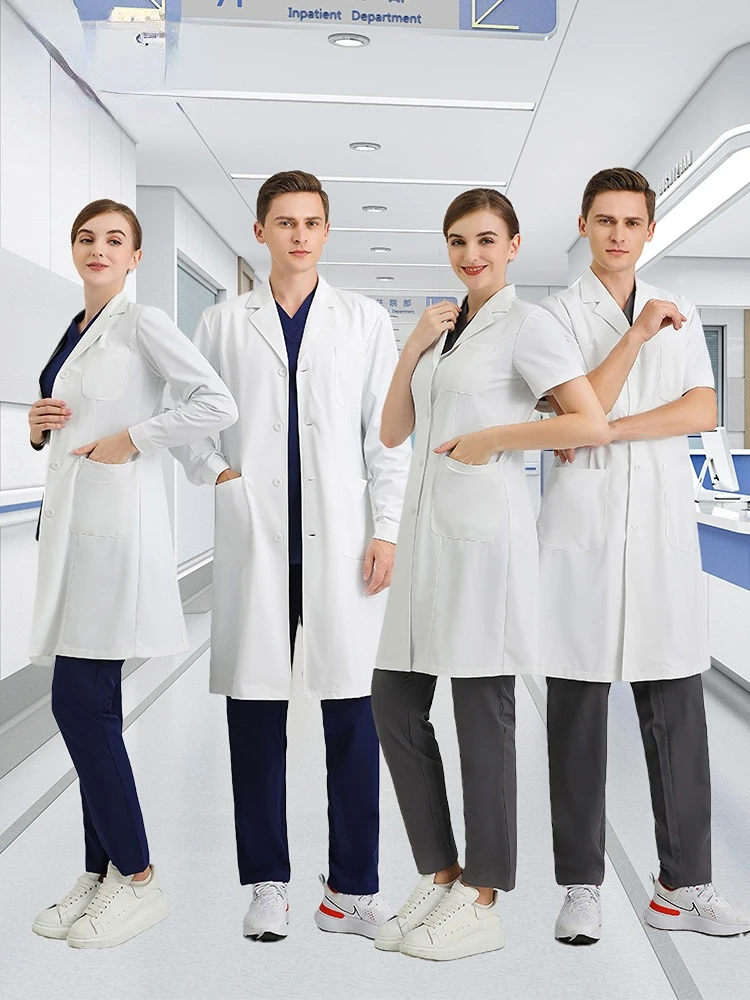 

High-end white coat long-sleeved work clothes for men and women spring and autumn oral slimming medical care beauty salon doctor