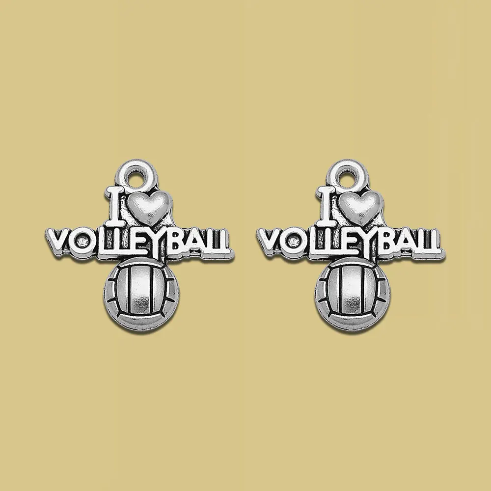 I Love Volleyball Mom Charms Sports Pendants For Diy Jewelry Making Finding Materials Supplies Accessories