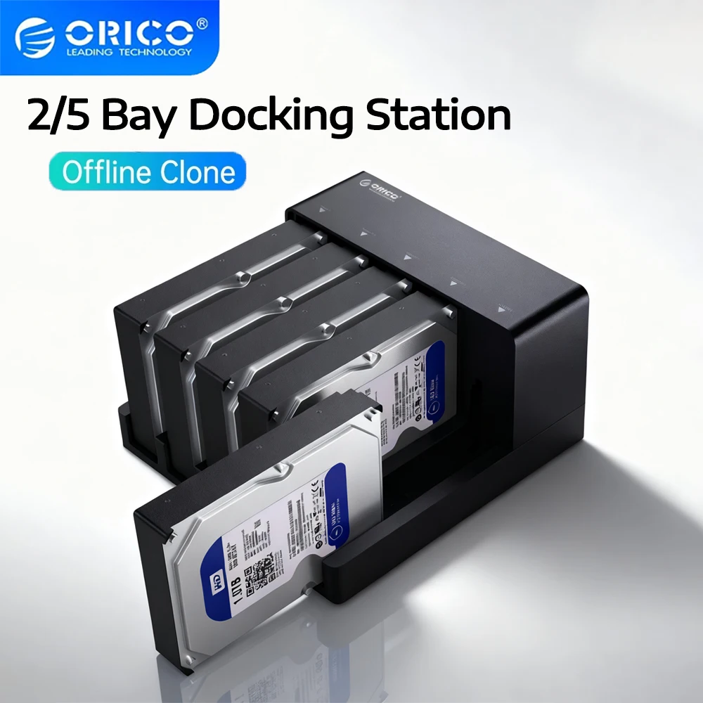 ORICO Docking Station HDD 2/5 Bay dengan Kloning Offline SATA ke USB3.0 untuk Hard Drive SSD/HDD 2.5 inci dan 3.5 inci