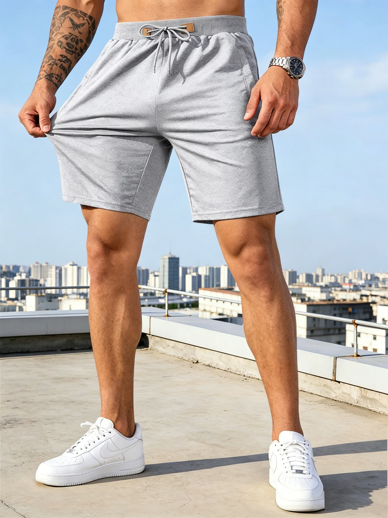 Männer Casual Shorts Neue Sommer Männlichen Mode Beiläufige Kurze männer Einfarbig Fitness Atmungsaktive Shorts Männer Kordelzug Shorts – Detail 5
