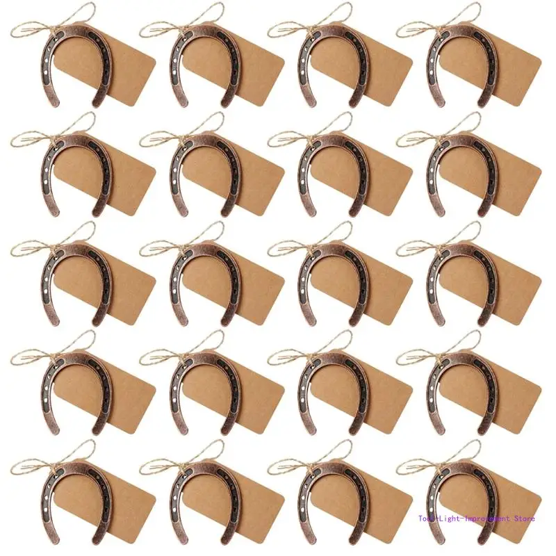 

C63E 20 Pcs Horseshoe Kraft Tag Vintage Craft Decorations Rustic Wedding Party Anniversary Celebration Gifts Ornaments