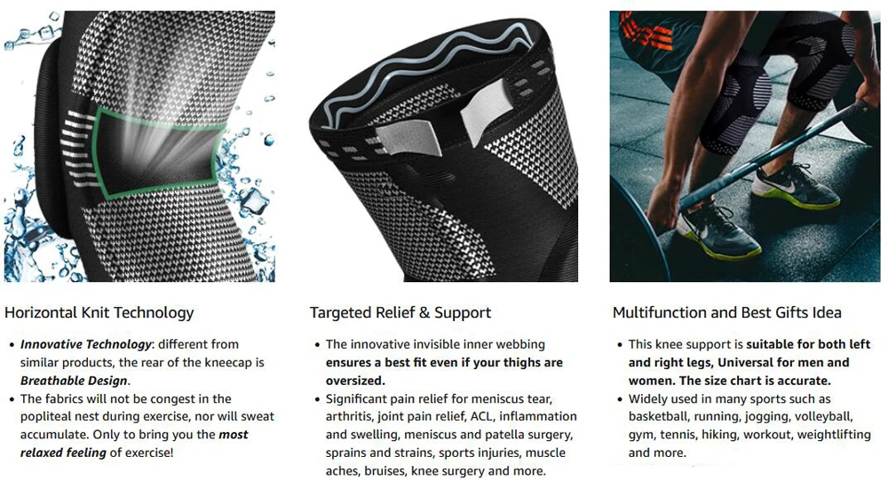 1PCS Sport Kompression Knie Unterstützung Klammer Patella Protector Gestrickte Silikon Frühling Bein Pad Radfahren Laufen Basketball Fußball – Detail 3