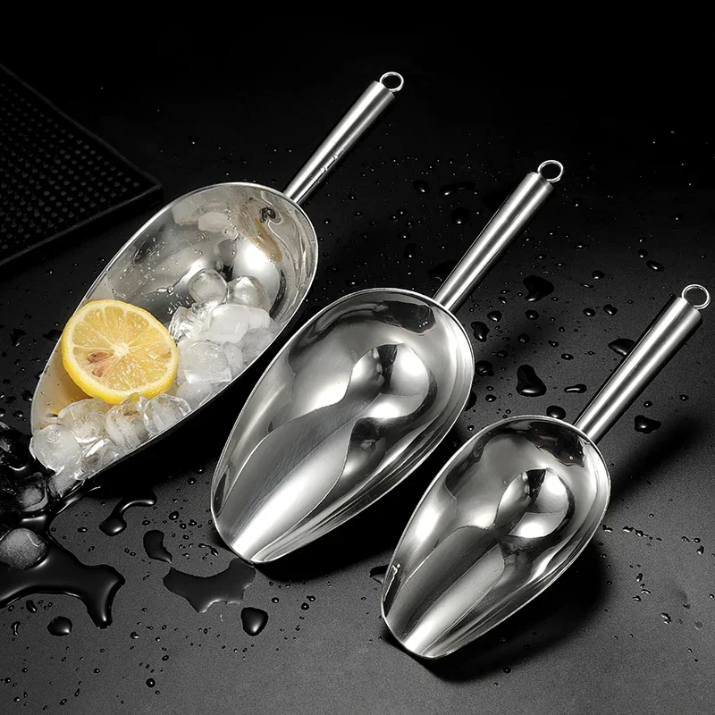 bartending thickened ice cubes, ice spoons, sugar, ice shovels, high-quality stainless steel 304 bright light