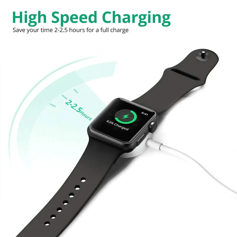 شاحن ساعة لـ Apple iwatch123456789/SEPD Type C/USB Port كابل شحن مغناطيسي لاسلكي محمول
