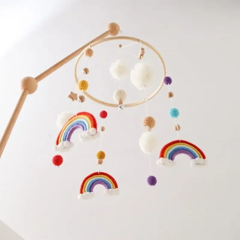 خشبية قوس قزح دلاية على شكل نجمة سرير المحمول سهلة التجميع سلسلة القطن الشمال الحضانة الديكور آمنة لعبة عضاضة للرضع 15UB #5