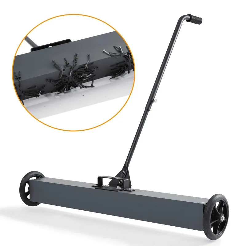 Custom 36 Magnetic Sweeper on Wheels, Rolling Magnetic Sweeper, Nail Magnetic Pickup Tool, 50 lb Capacity