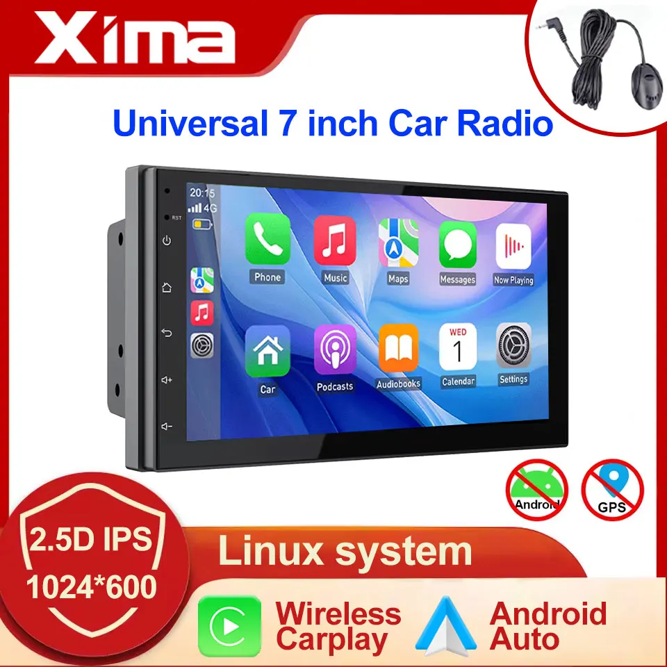 XIMA Universa 7inch Linux System Car Radio Stereo Wireless CarPlay Android auto multimedia MP5 Video 2din Universal Car HeadUnit