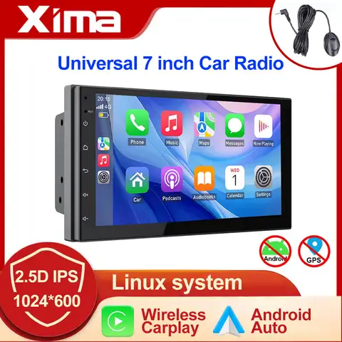 XIMA Universa 7inch Linux System Car Radio Stereo Wireless CarPlay Android auto multimedia MP5 Video 2din Universal Car HeadUnit