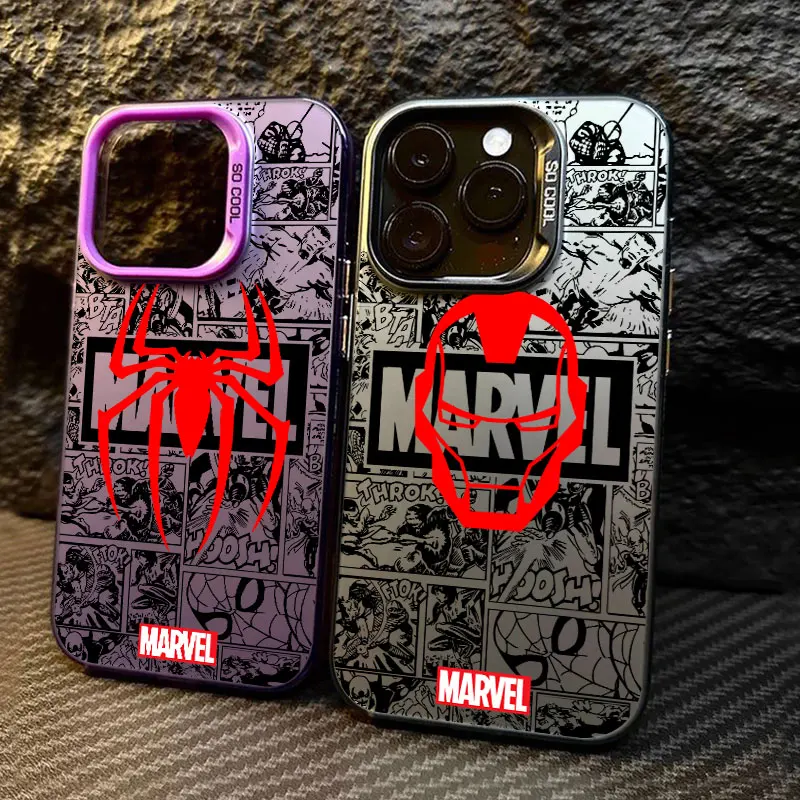 

Marvel Comics Spiderman Ironman Phone Case For iPhone 11 12 13 14 15 16 17 Pro Max 16e 17E 17 Air Plus 13 Mini Fundas Back Cover