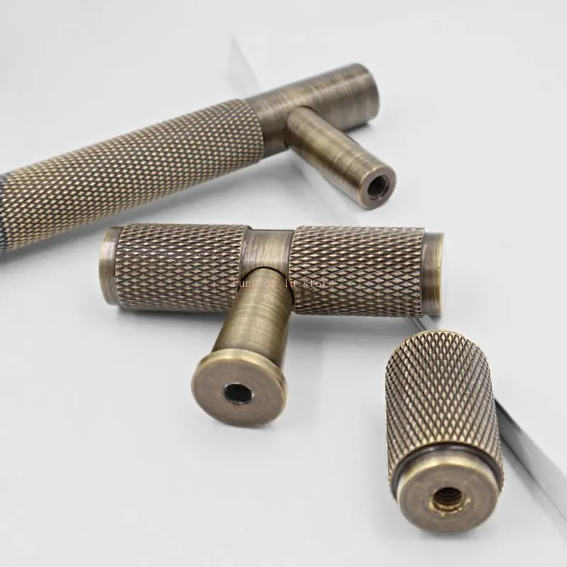 Light luxurious and contracted solid bronze brass knurled handle drawer door handle cabinet knobs