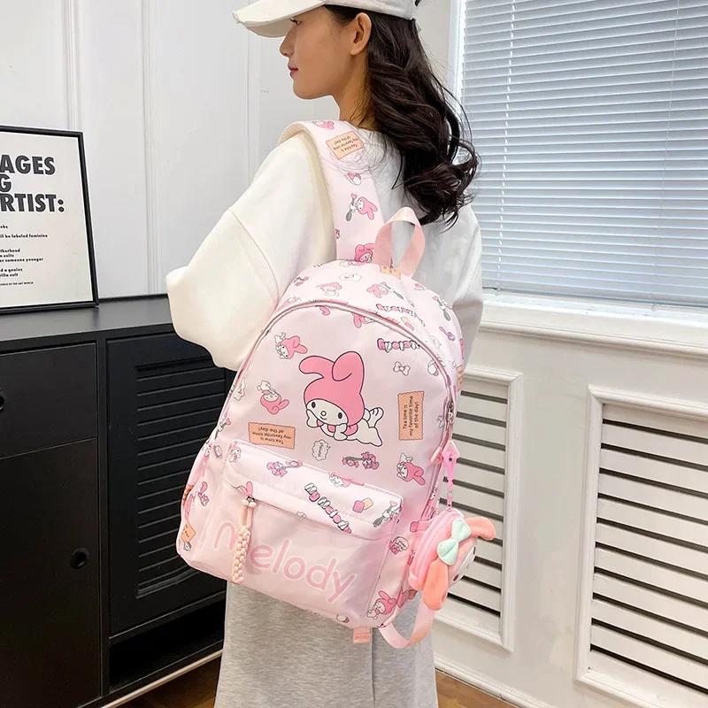 

Sanrio Kuromi Hello Kitty Cute High School Student Backpack Fashion Cartoon School Bags Girls Large Capacity Bag Christmas Gift