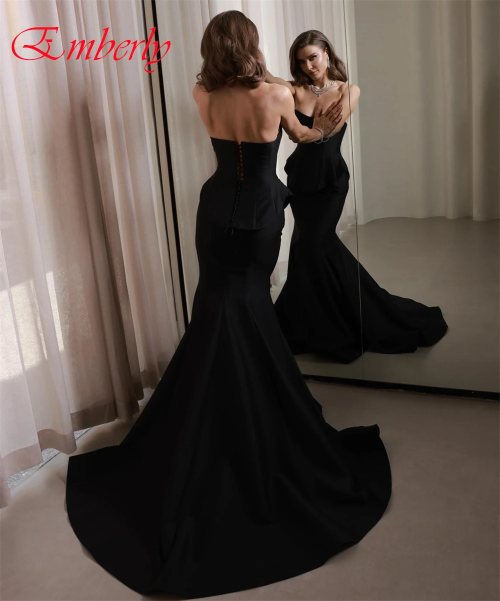 Customized Temperament Satin Mermaid Evening Dress Classic Strapless Prom Dresses Sexy Lace Up Back Special Occasion Gowns