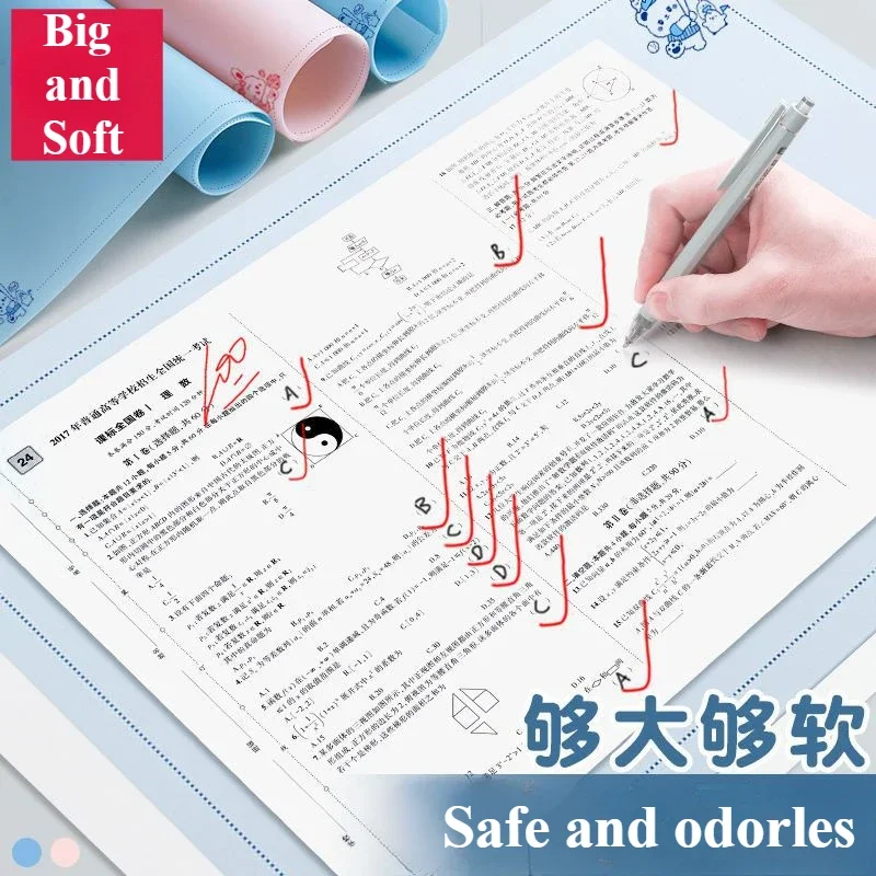 1 PC Pink Student Writing Pad, Soft A3 Homework Pad, A4 Exam Board Silicone Pad, A4 Drawing Board School Accessories Bar