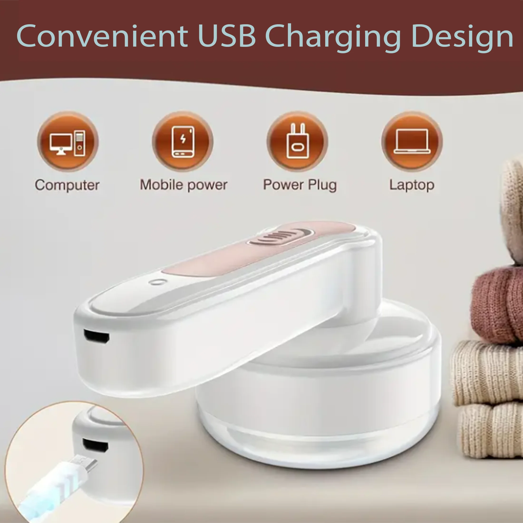 مزيل شعر الملابس والفراش | 1 لوازم تنظيف مزيل الشعر المحمولة القابلة لإعادة الشحن عبر USB عملية