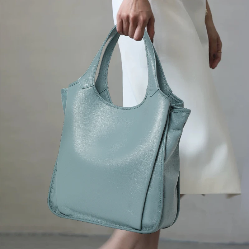 Aidrani Genuine Cowhide Large Capacity Tote Bag Women Soft Leather Shoulder Bag Office Daily Commute Handbag view 6