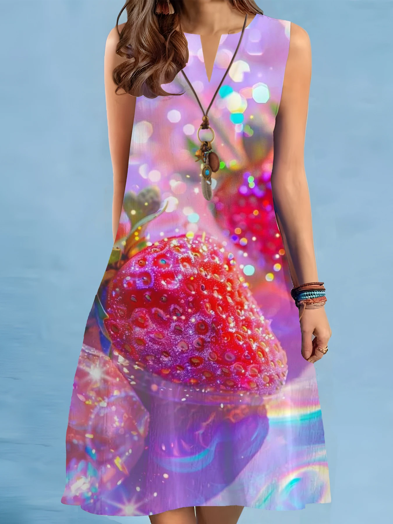 New Summer Beach Floral Print Dress For Women Casual Sexy Sleeveless V-neck Loose Mini Dress Elegant Woman Short Dress Vestidos