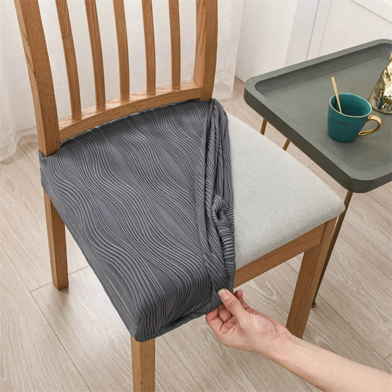 자카드 다이닝 의자 커버, 탄성 의자 시트 커버, 올 인클루시브 탈착식 의자 보호대, 결혼식 연회용 먼지 커버