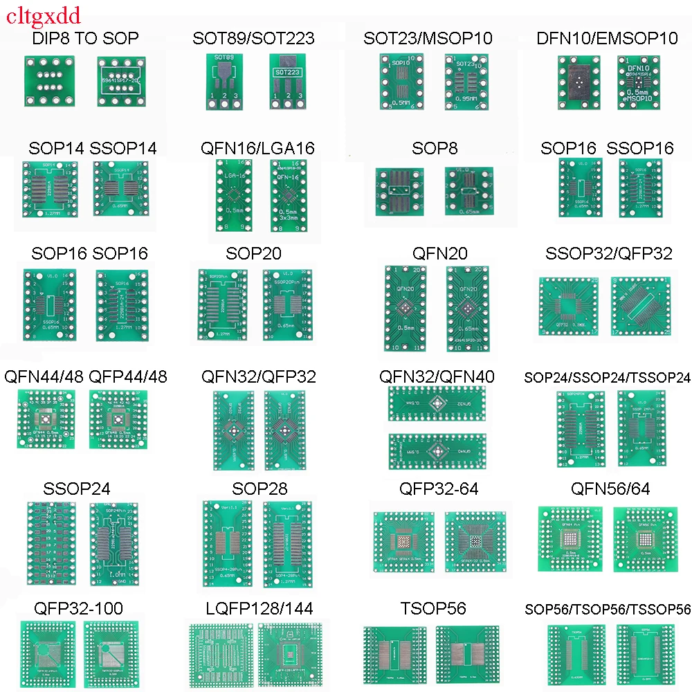 

cltgxdd 10piece PCB board SOP8 SOP14 SOP16 SOP20 SOP24 SOP28 QFP FQFP TQFP to DIP adapter conversion board