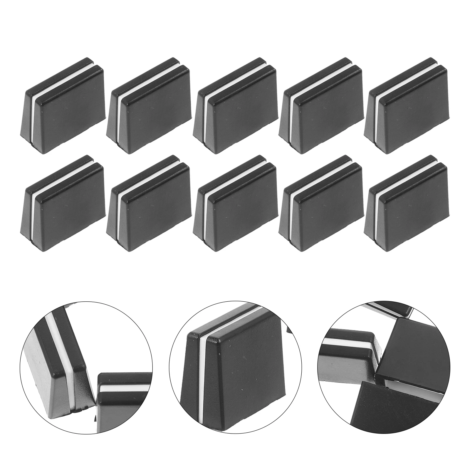 

10pcs Slider Knob Caps 4mm Inner Hole Black Console Mixer Accessories Push Button Caps for Audio Mixer