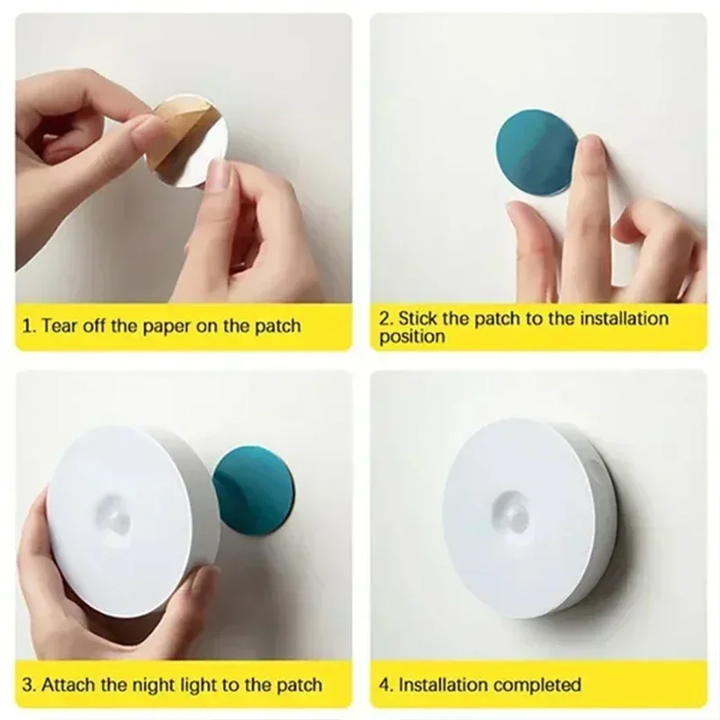 Motion Sensor Light Indoor, Wireless Rechargeable, LED Magnetic Stick-On Wall Nightlight For Stairs and Kitchen Cupboards