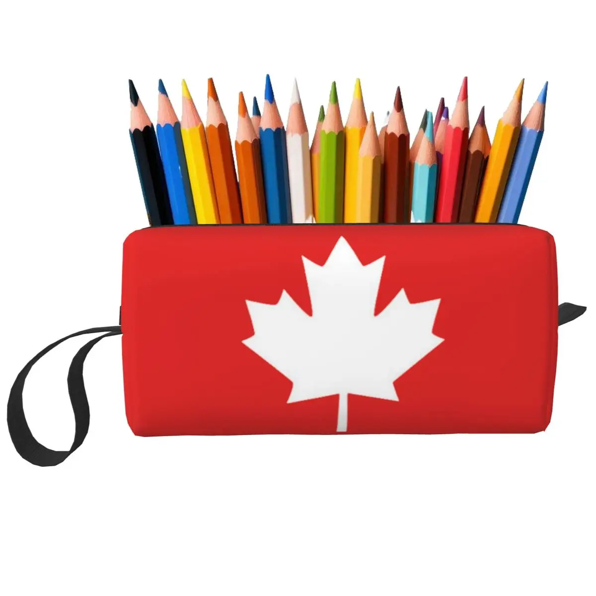 Astuccio per matite con bandiera del Canada per studenti Astuccio per penne scolastiche Astuccio per matite Forniture di cancelleria Astuccio per cosmetici da viaggio per donna