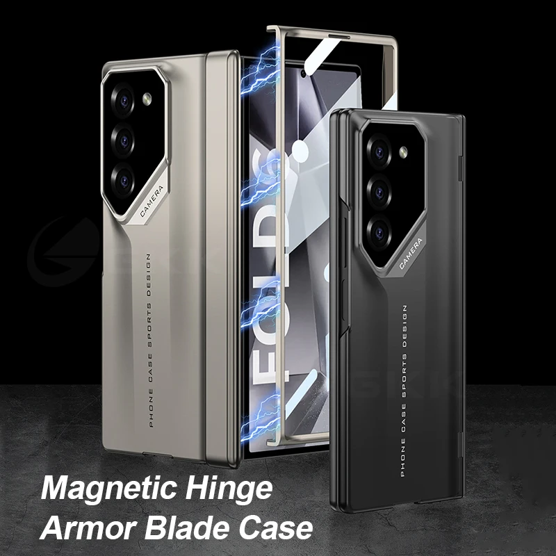 Plastikowe etui z zawiasem magnetycznym do Samsung Galaxy Z Fold 6 5 Screen Glass Matte Hard Cover do Samsung Z Fold 6 Case — zdjęcie produktu 2