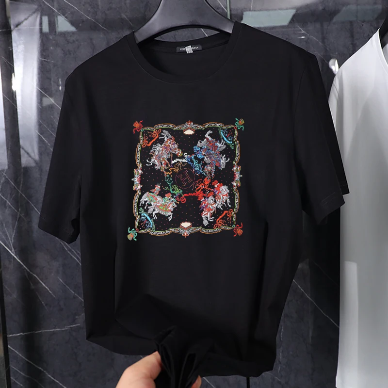 

2025 Классическая мужская футболка высокого качества, роскошная брендовая футболка с коротким рукавом, дизайнерская одежда, женская хлопковая детская футболка, летние топы