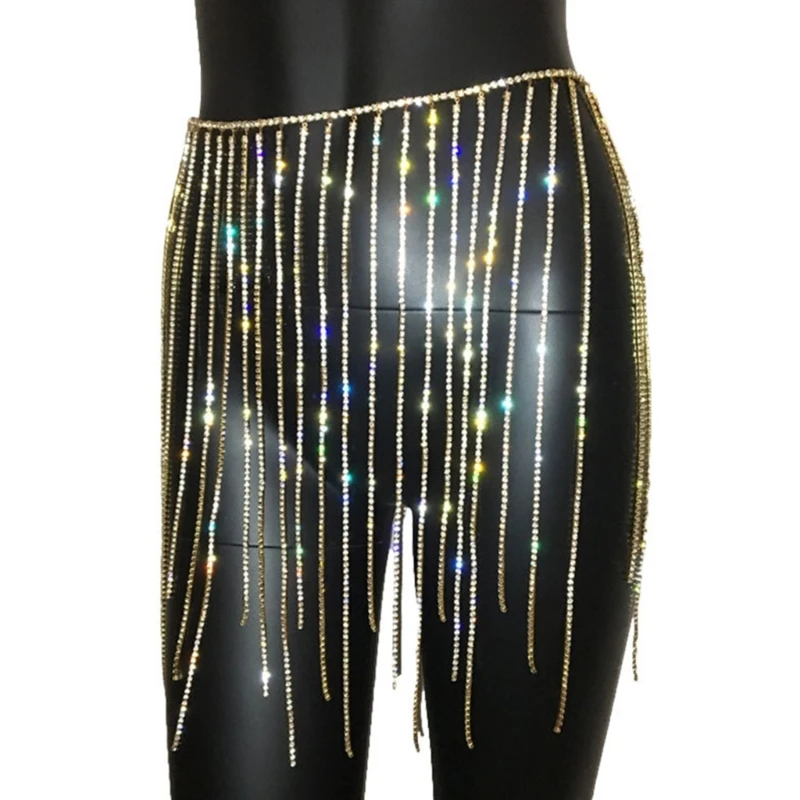 Tassel Body Chain Waist Belt Fringe Belt Crystal Tassel Belt Belly Dance Skirt Belt Dropship