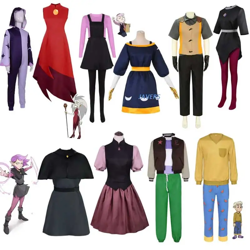 The Owl House Cosplay Fantasias para meninas, Roupa Lilith, Traje de Halloween Carnaval, Trama Feminina, Amity Blight, Edward, Clawthorne