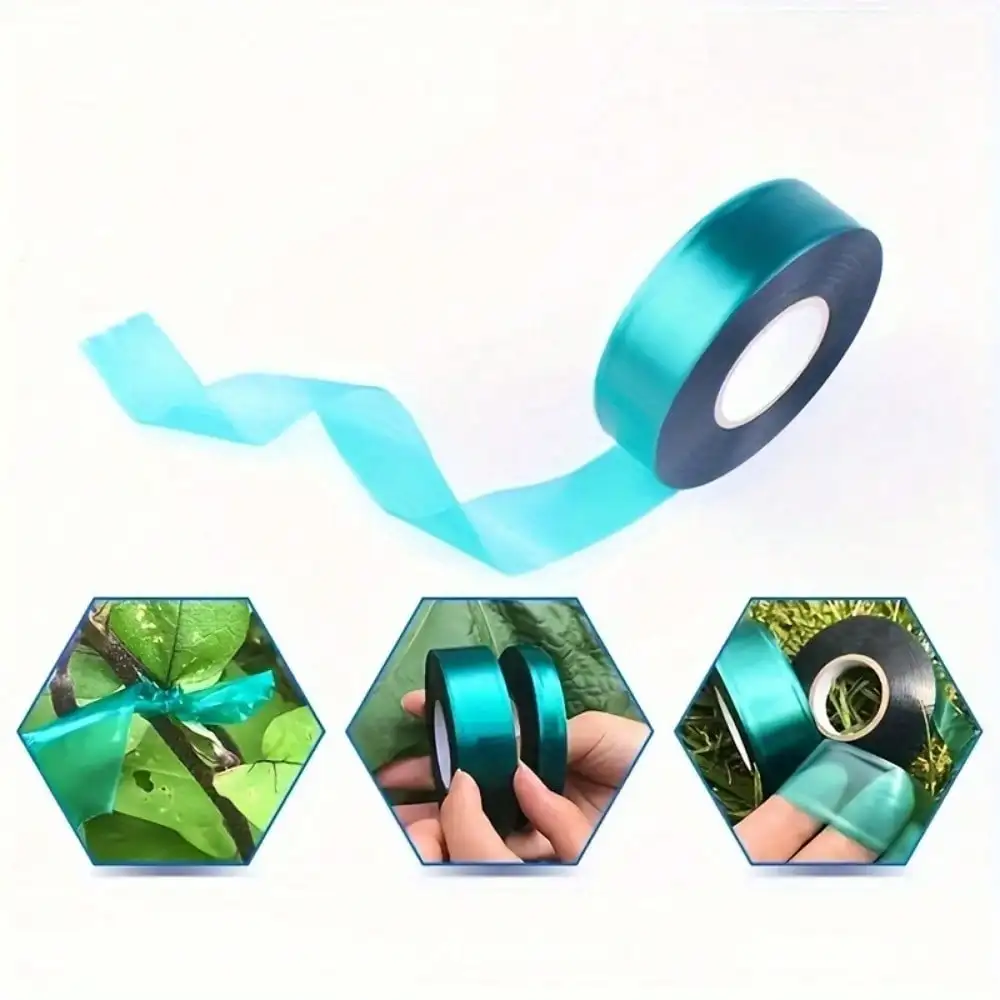 4 Roll, Stretch Tie Tape Roll, Thick Sturdy Plant Ribbon Garden Green Vinyl Stake Gardening Tools For Indoor Outdoor Patio Plant