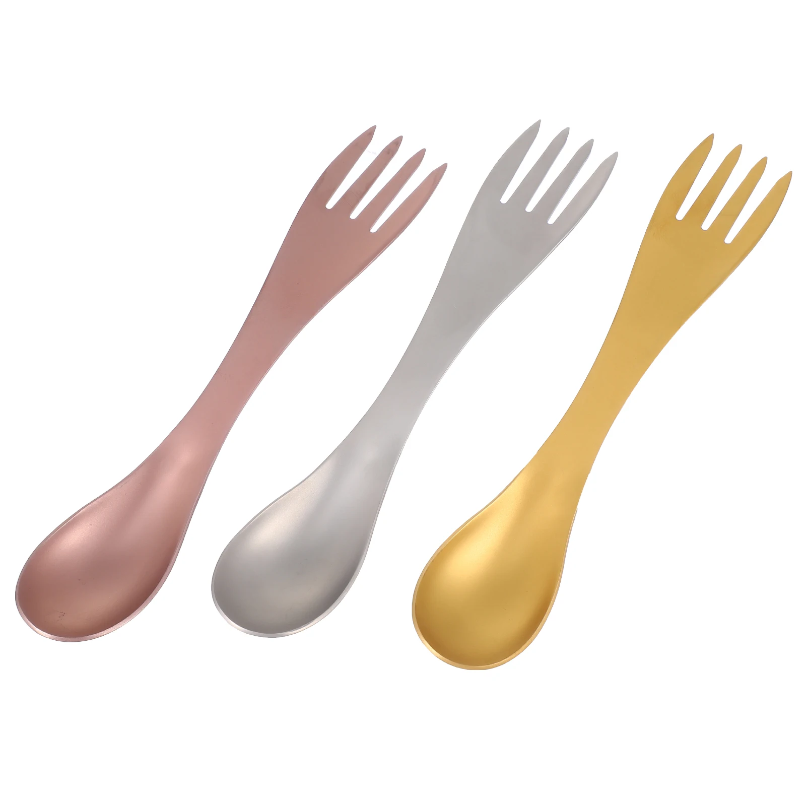 

3Pcs Multi Function Spoon Fork 2 in 1 Stainless Steel Portable Durable Camping Picnic Cutlery 2 in 1 Fork Spoon