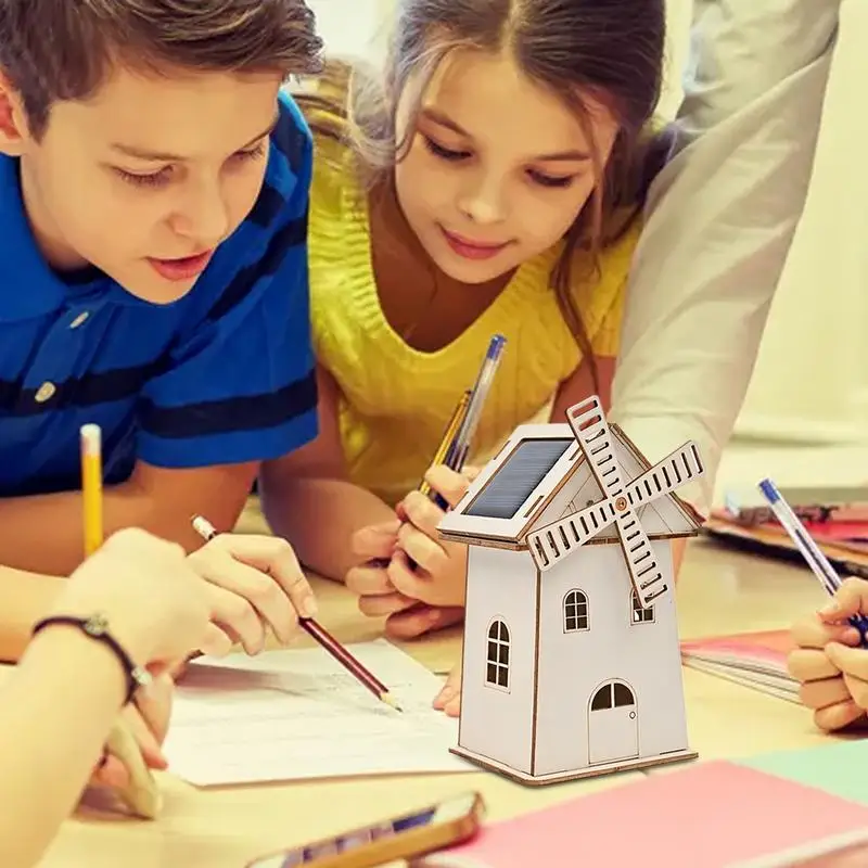 

Дом-головоломка на солнечной энергии, незавершенный деревянный орнамент в виде домика, игрушки STEM, обучающие игры, креативный деревянный декор, украшение для школы