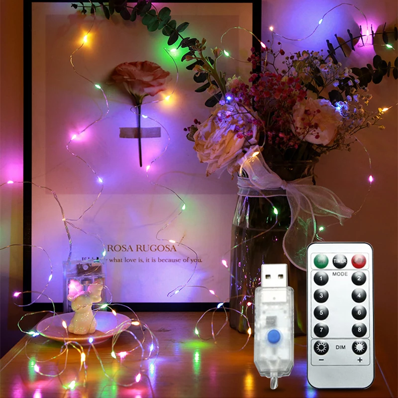 USB RGB Color Changing Fairy Light Garland With Remote LED Festoon Decorative String Lights Christmas Bedroom Curtain Decoration