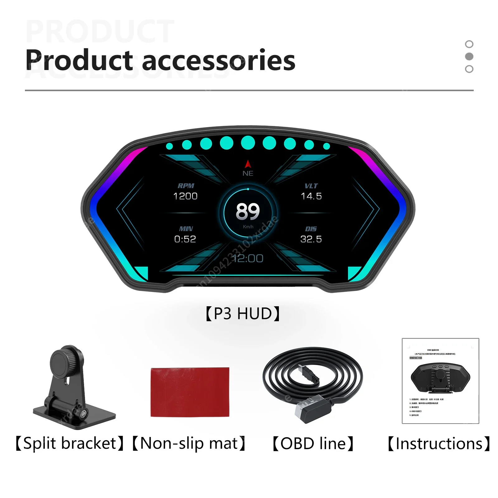 

NewUniversal Smart Gauge 6Inch Display OBDII Speedometer Water Temperature/Voltage/Clock Overspeed Car Accessories HUD P3
