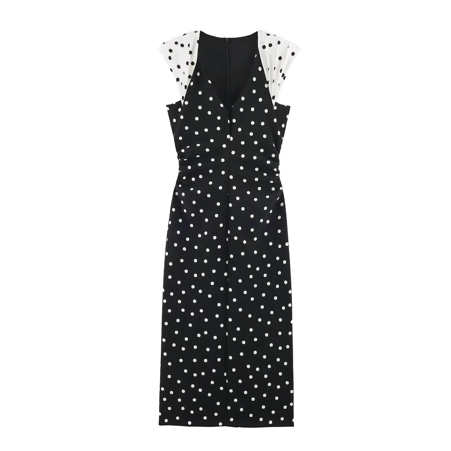 TFMLN Modisches Damenkleid mit Punkten 2026 Elegantes Ärmelloses Patchwork-Partykleid Vintage Damen Freizeitkleid mit Reißverschluss am Rücken – Detail 2