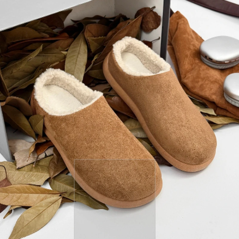 

2025 Men's Style Snow Boots Lined with Fleece for Warmth and Cold Resistance Cotton Boots and Cotton Slippers Chanclas De Hombre