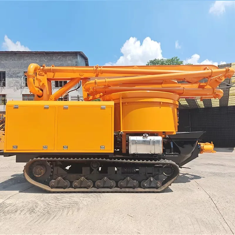 Concrete Mixer Pump Wireless Remote Control Track Mixing Boom Pump for Construction Site Concrete Pouring Machinery