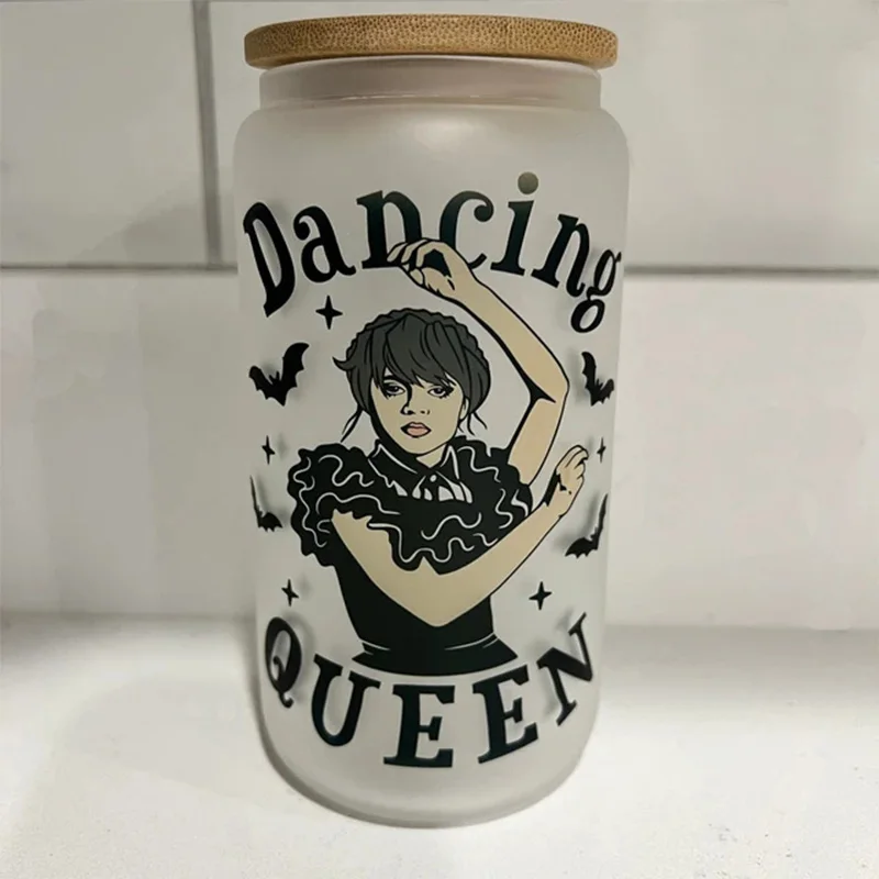 Wednesday Girl DTF Sticker For Cups Cool Personalize UV Wrap Transfer   Sticker Custom Labels DIY Logo Selfadhesive Waterproof