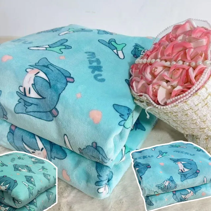 

Hatsune Miku, двустороннее одеяло из молочного пуха, однотонное многофункциональное одеяло в стиле аниме, модное повседневное офисное теплое одеяло, подарки