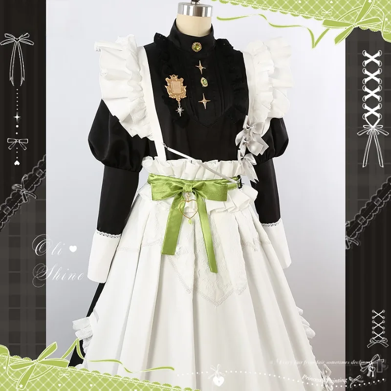 Anime Game Nu: carnaval Cosplay Olivine hombres mujeres vestido de sirvienta delantal diadema con lazo disfraz personalizable