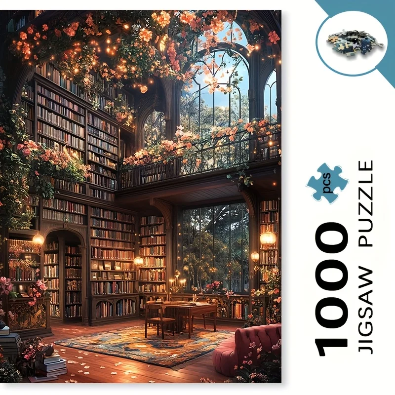 500/1000/1200/2000-teiliges Puzzle, Mini-Puzzle mit Buch und Wildblumenmuster, fortgeschrittenes Schwierigkeitsniveau für Erwachsene, Denkspiel